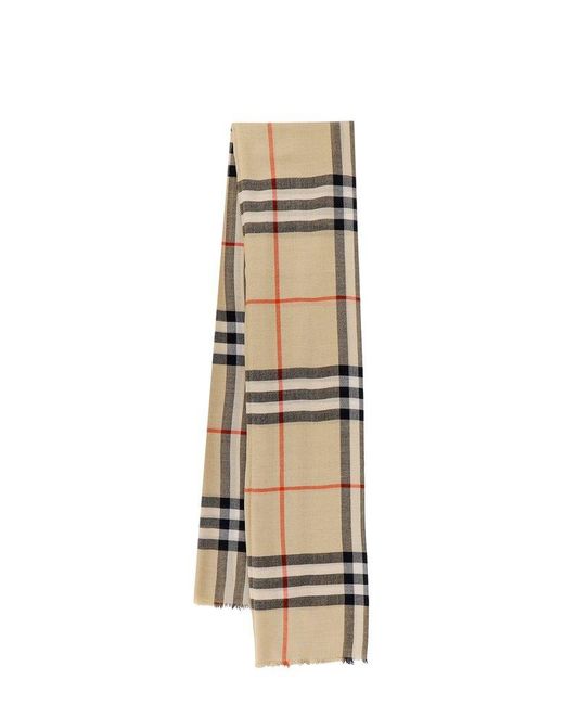 Burberry Metallic Check Printed Frayed-edge Scarf for men