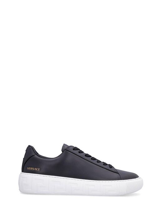 Versace Blue Greca Leather Sneakers for men