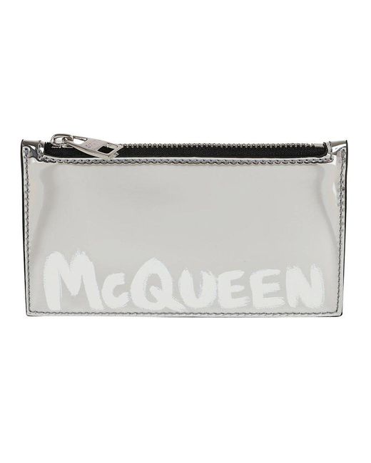 Alexander McQueen Gray Card-Holder With Mcqueen Graffiti Logo for men
