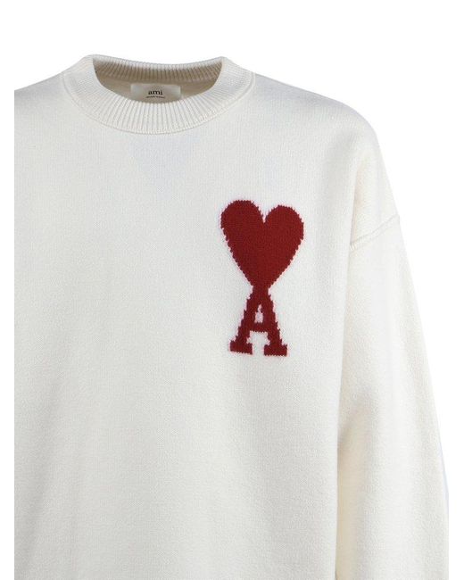 AMI White "ami De Coeur" Sweater for men