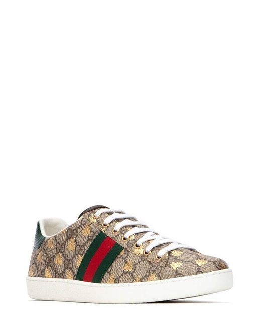 Gucci Ace GG Supreme Lace-up Sneakers in Natural | Lyst