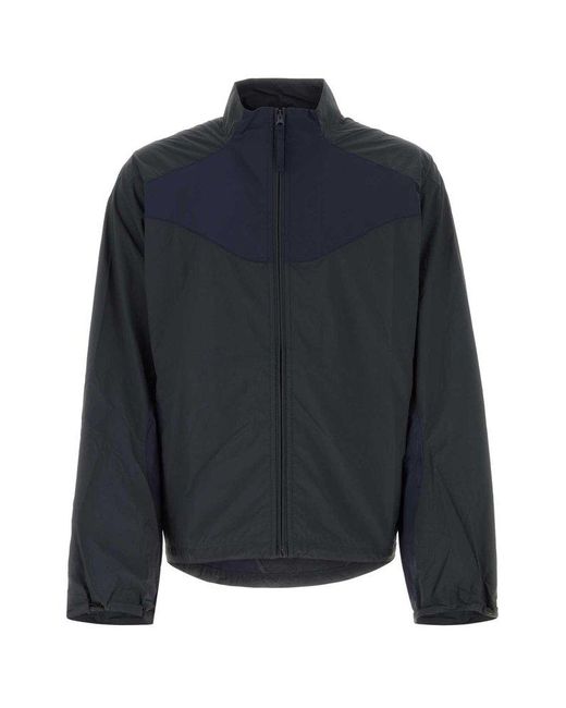 Reebok Blue Colour-Block Panelled Zipped Windbreaker for men