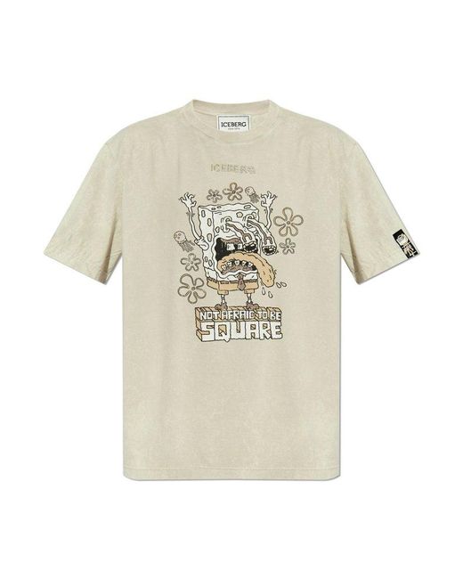 Iceberg White Pattern-Printed Crewneck T-Shirt for men