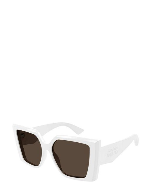 Alexander McQueen White Square Frame Sunglasses