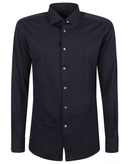 Zegna Blue Long Sleeved Buttoned Shirt for men