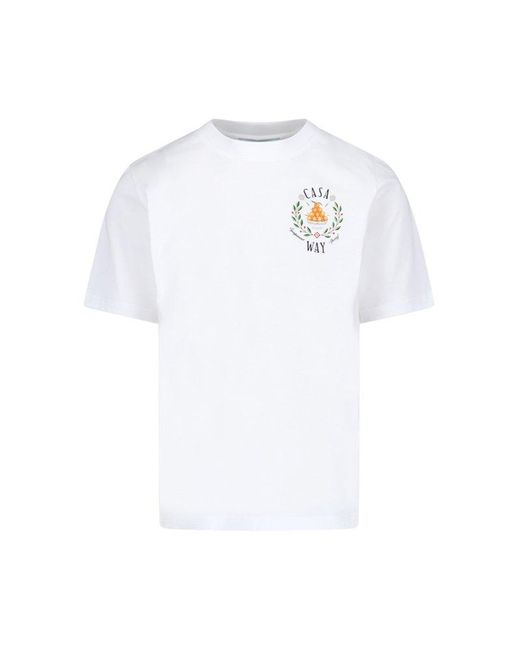 Casablancabrand White Casa Way Graphic-printed Crewneck T-shirt for men