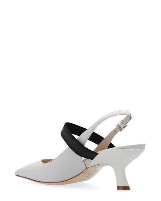 Vic Matié White Pointed Toe Slingback Pumps