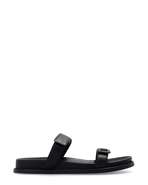 Emporio Armani Black Emblem Strap Slide Sandals