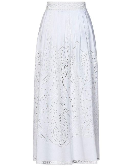 Alberta Ferretti White Long Skirt