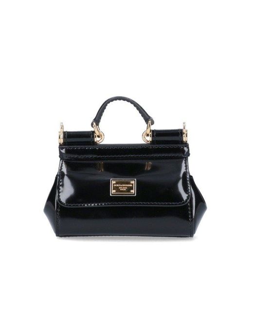 Dolce & Gabbana Black Logo Plaque Chain Link Mini Shoulder Bag