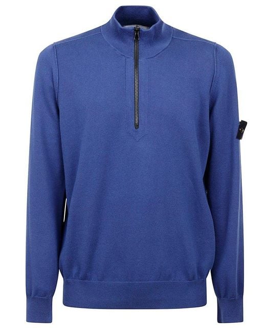 Stone Island Blue Compass Patch Knitted Jumper for men