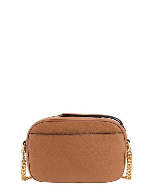 Tory Burch Brown Leather Closure With Zip Shoulder Bags