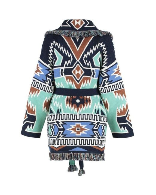 Alanui Blue Geometric Roots Cardigan