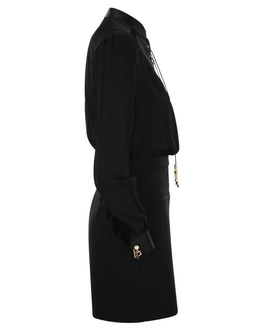 Elisabetta Franchi Black Viscose Minidress With Bib