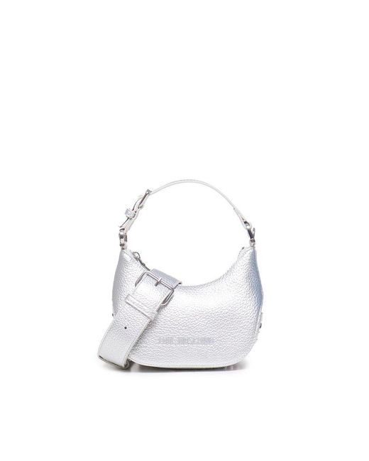 Love Moschino White Logo Lettering Zipped Mini Shoulder Bag
