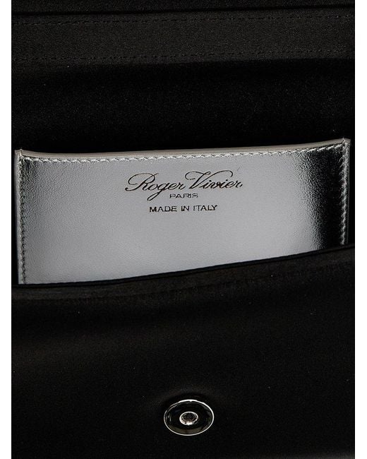 Roger Vivier Black Pilgrim Embellished Micro Satin Handbag