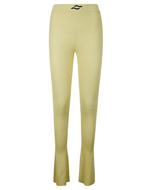 Ssheena Yellow Kendal Ribbed-knit Flared Trousers