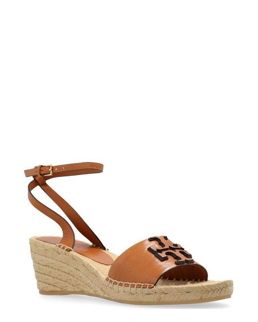Tory Burch Brown Double-t Wedge Espadrilles