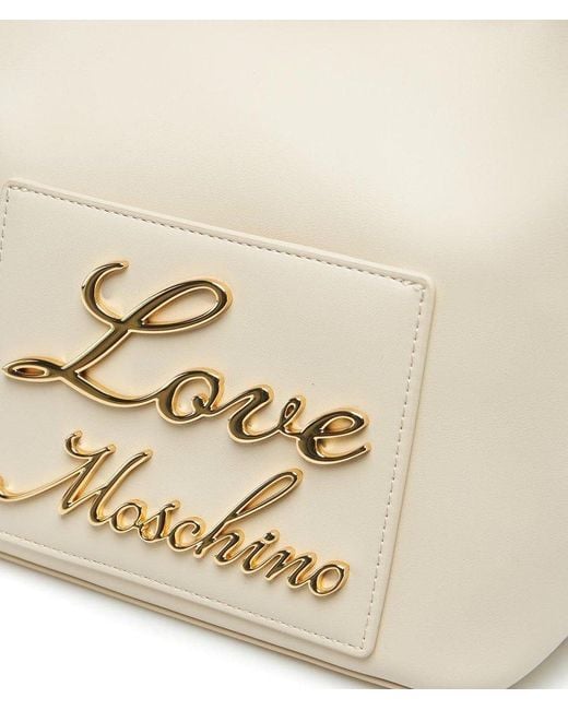 Love Moschino White Logo Lettering Bucket Bag