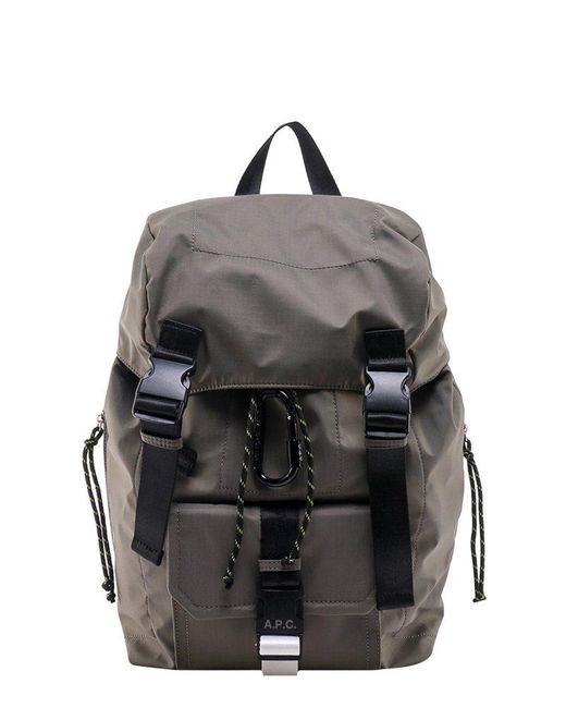 A.P.C. Black Treck Buckled Drawstring Backpack