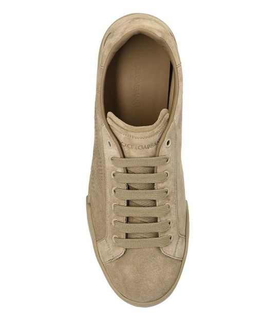 Dolce & Gabbana Brown Portofino Logo Perforated Sneakers for men