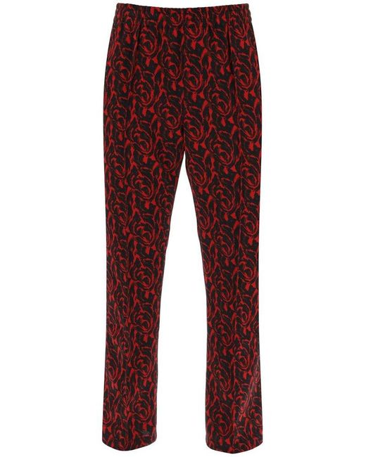 Needles Red Pintuck Graphic Printed Trousers for men