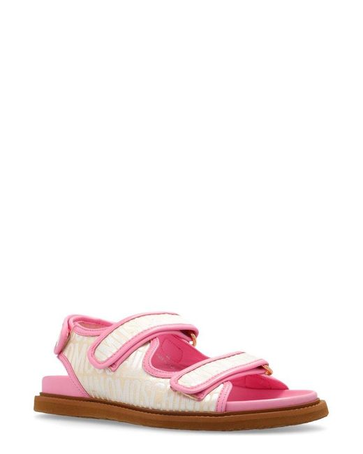 Moschino Pink All-over Logo-printed Sandals
