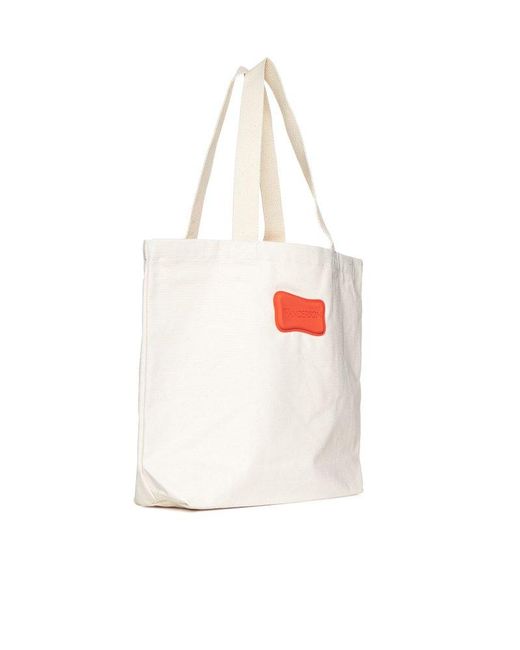 J.W. Anderson White Logo Print Canvas Tote Bag