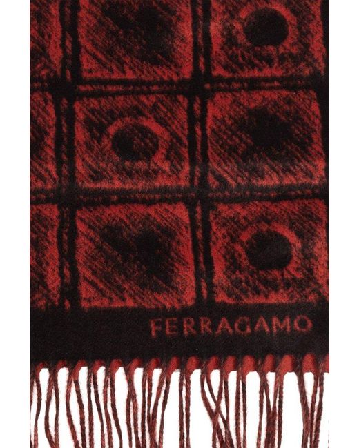 Ferragamo Red Silk Scarf With Logo, for men