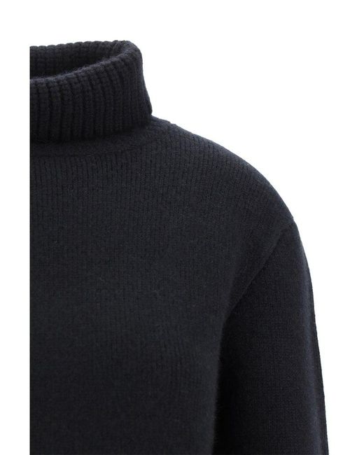 Khaite Blue Jovie Turtleneck Cropped Jumper