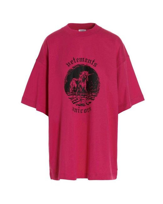 Vetements Pink Graphic Printed Crewneck T-shirt for men