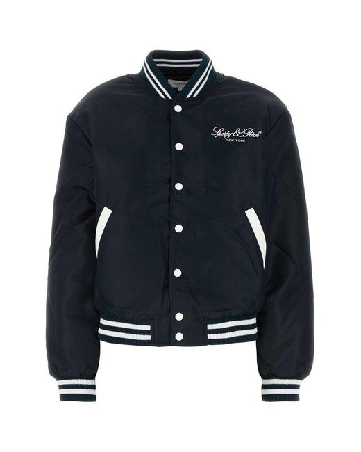 Sporty & Rich Blue Wellness Boucle Varsity Jacket