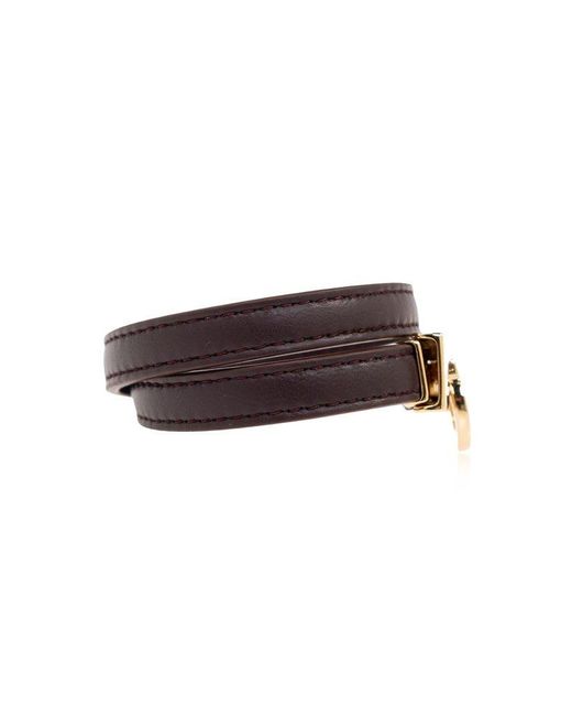 Ferragamo Red Double-Strap Leather Bracelet