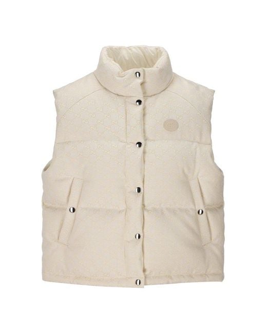 Gucci Natural GG-pattern Canvas Puffer Vest