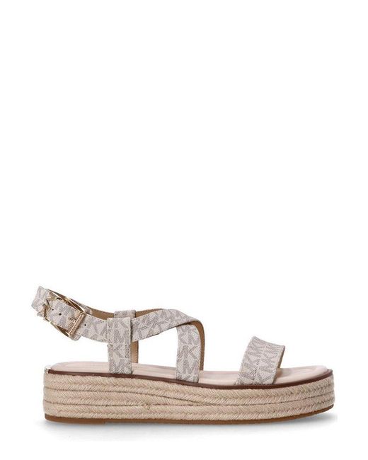 MICHAEL Michael Kors Natural Lynn Signature Logo Platform Espadrille Sandals