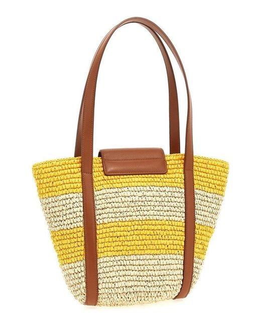 Marni Yellow Trunkaroo Small Stripe Beach Bag