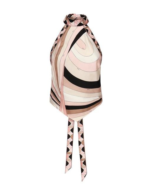 Emilio Pucci White Sleeveless Iride Top