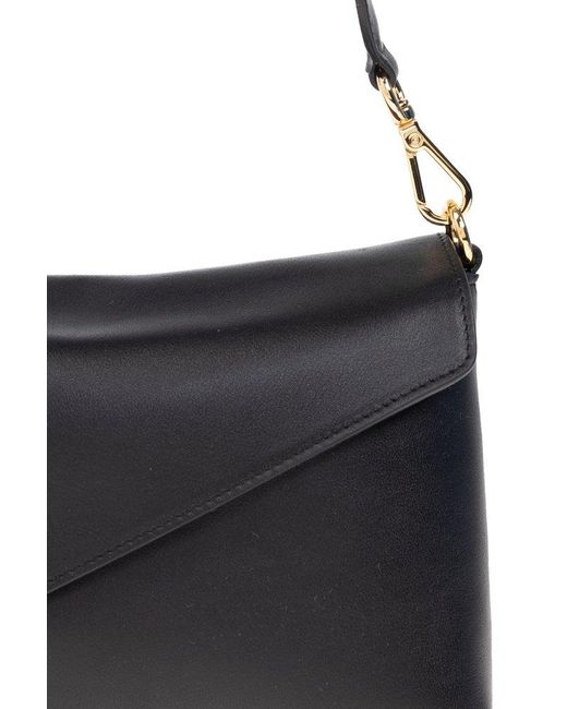 Wandler Black Oscar Asymmetric Foldover-Top Shoulder Bag