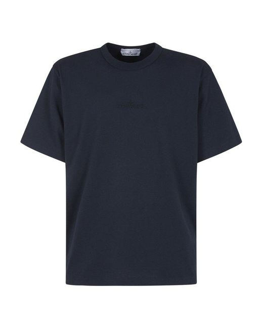 Stone Island Blue Short Sleeved Crewneck T-shirt for men