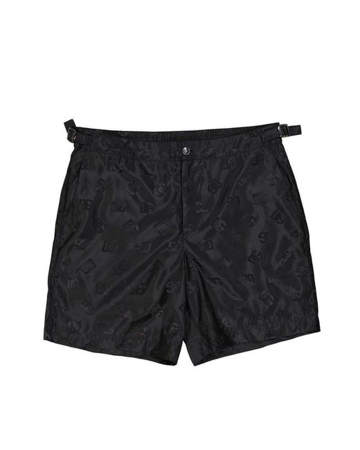 Dolce & Gabbana Black All-over Logo-printed Swim Shorts for men