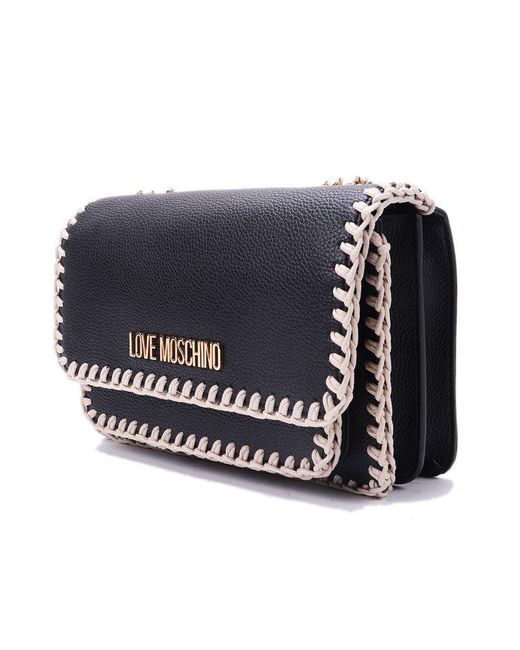 Love Moschino Blue Logo-plaque Chain-linked Shoulder Bag