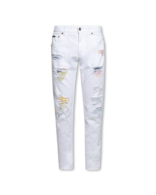 Dolce & Gabbana White Slim-fit Jeans for men