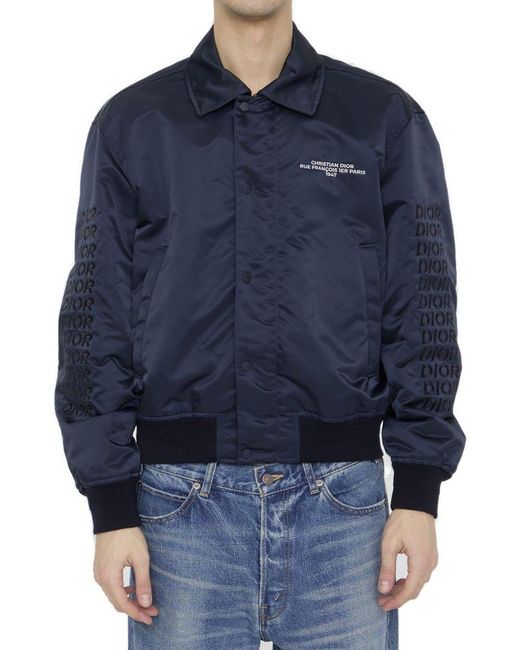 Dior Blue Technical Twill Bomber Jacket for men