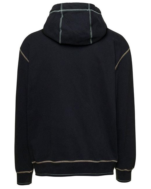 Stone Island Black Hoodie With Contrasting Embroidered Logo for men
