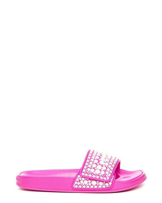 Jimmy Choo Rubber Fitz Embellished Slides in Pink | Lyst