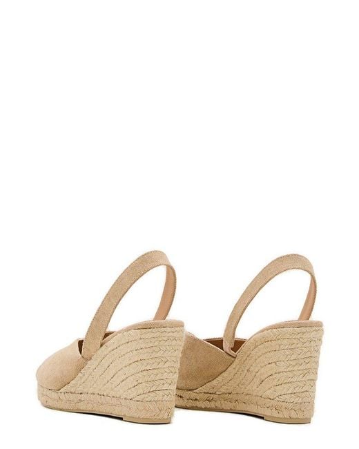 Castaner Natural Brisa Slingback Peep Toe Wedge Espadrilles