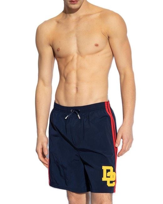DSquared² Blue Swimming Shorts With Logo for men
