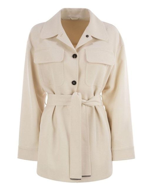 Brunello Cucinelli Natural Tie-Waisted Jacket