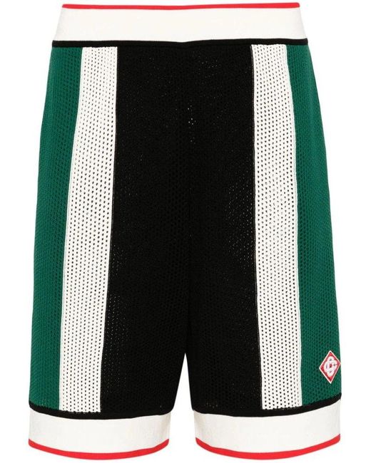 Casablancabrand Black Striped Mesh Shorts for men