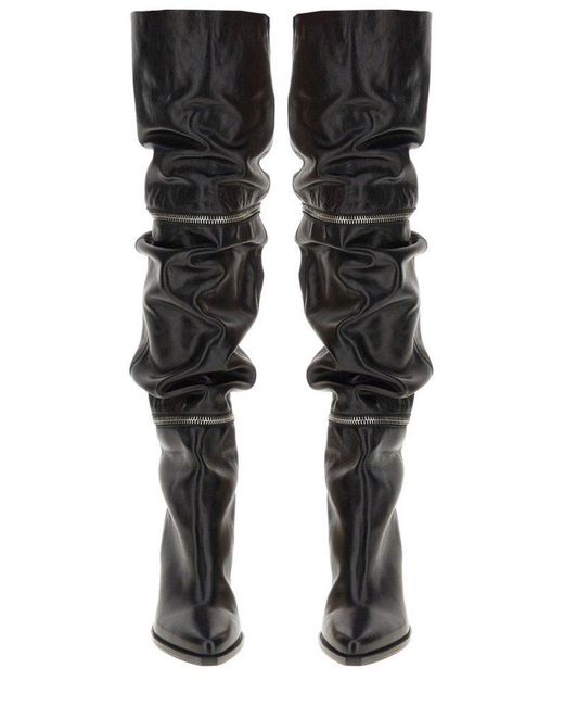 Isabel Marant Black Lelodie Thigh-high Pointed-toe Boots